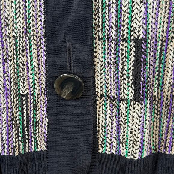 EXCLUSIVELY MISOOK NWOT S Knit Unique V Neck Button Down Cardigan W/Drawstrings - Picture 6 of 9